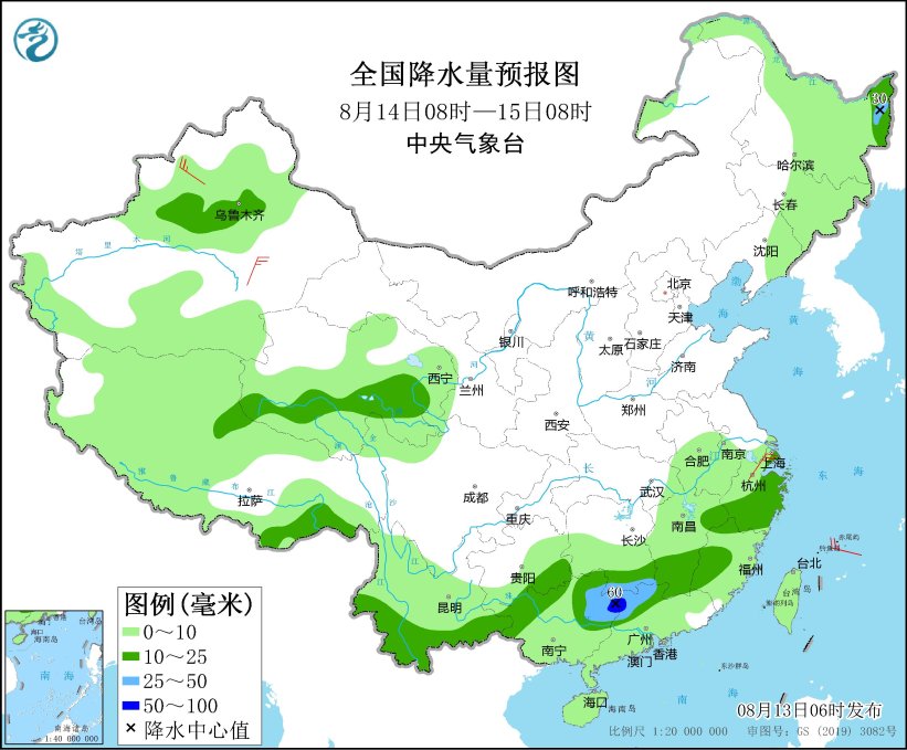 8月13日辽宁吉林黑龙江等地有较强降雨(图4)