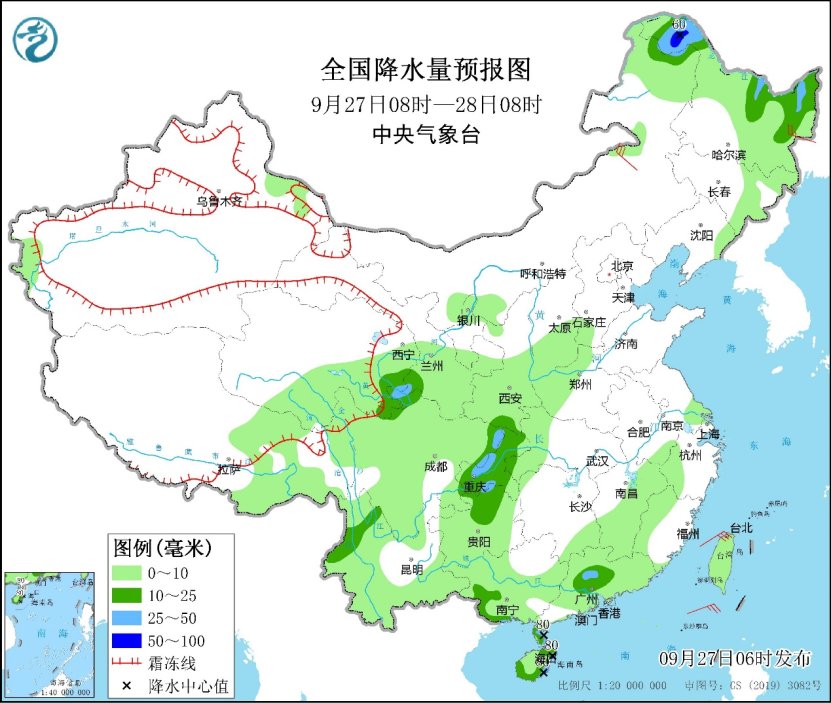 黑龙江和华南沿海等地有较强降雨  内蒙古和东北地区气温走低(图1)